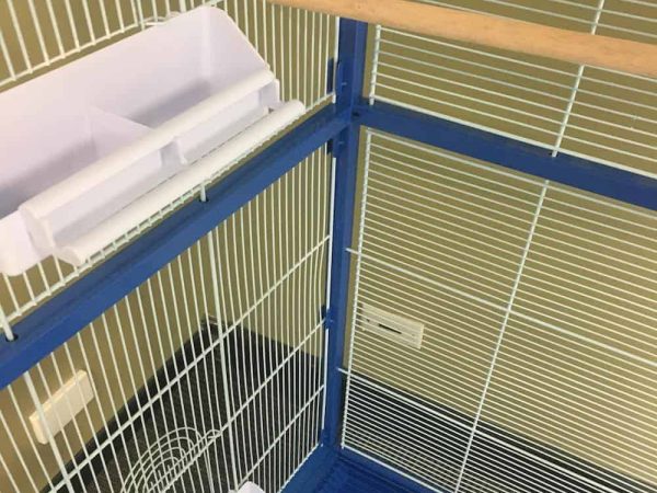 Buddy Cage Features Feeding bowls and Wooden Perches