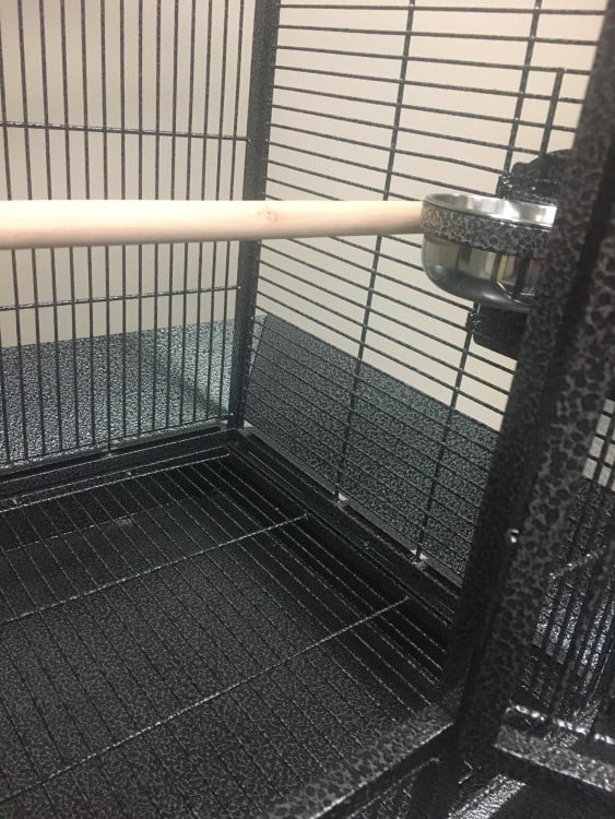 Bird Cage Sheldon features grey hammerite coated steel