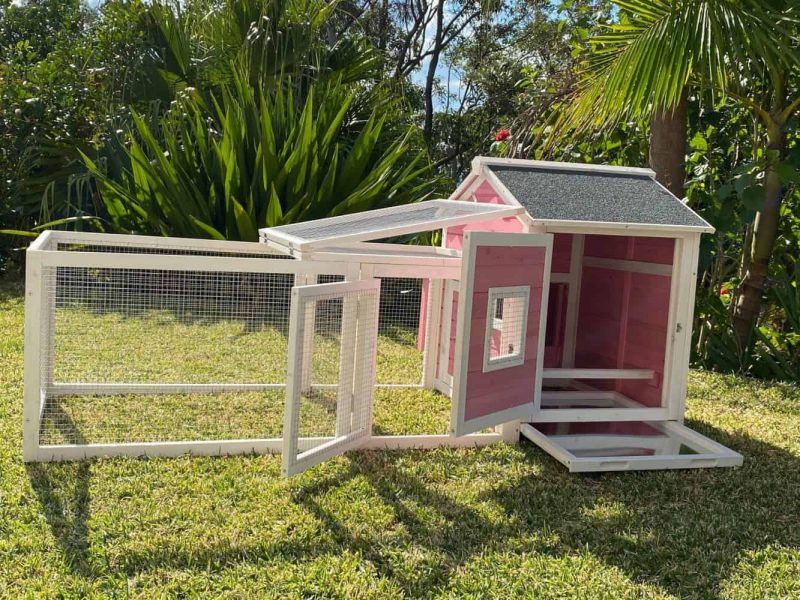 Coops and Cages Pink Cottage Guinea Pig Hutch All doors open