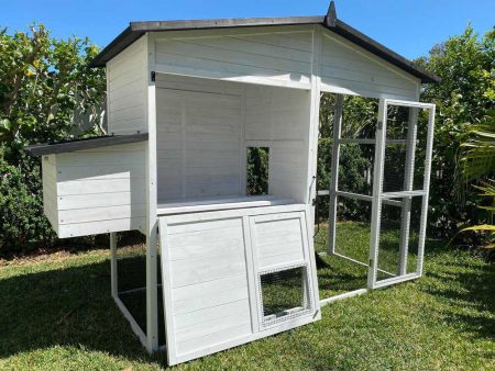 Majestic Chicken Coop side panel open for easy access