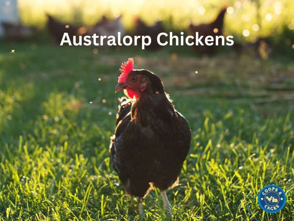 A group of Australorp hens in a coop, known for their high egg production, capable of laying up to 250 large brown eggs per year.