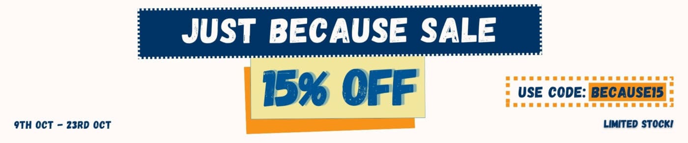 Just Because Sale Desktop Banner